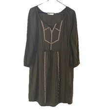 Anthropologie Edme & Esyllte Ribboned Peasant Dress Size M Green olive