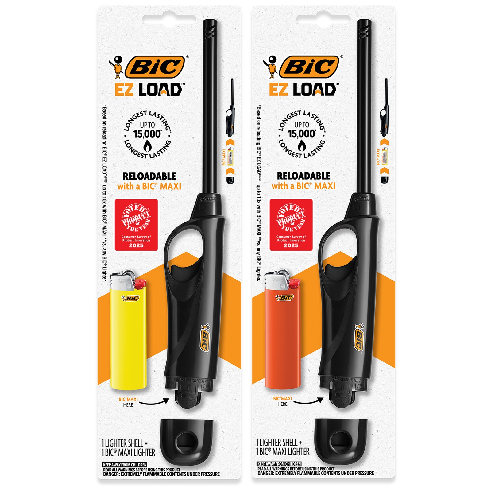 BIC EZ LOAD Lighter, Reloadable Multi Purpose Lighter, 2-Pac