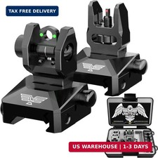 Fiber Optic Iron Sights for Picatinny Rail  Flip up Front and Rear Backup Sight