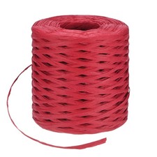 219 Yards 5mm Raffia Yarn Paper Ribbon Flat String for DIY Red 