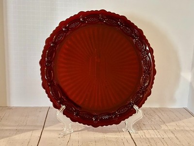 Vintage Avon Cape Cod Ruby Red Glass Dinner Plate 1980s 10.75'' Diameter