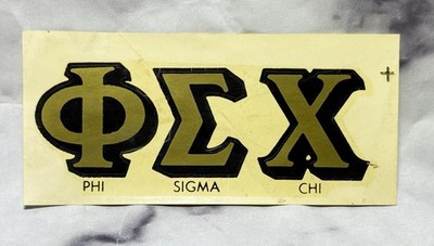 Vintage Phi Sigma Chi Fraternity Window Transfer Decal Greek Letters 1950s