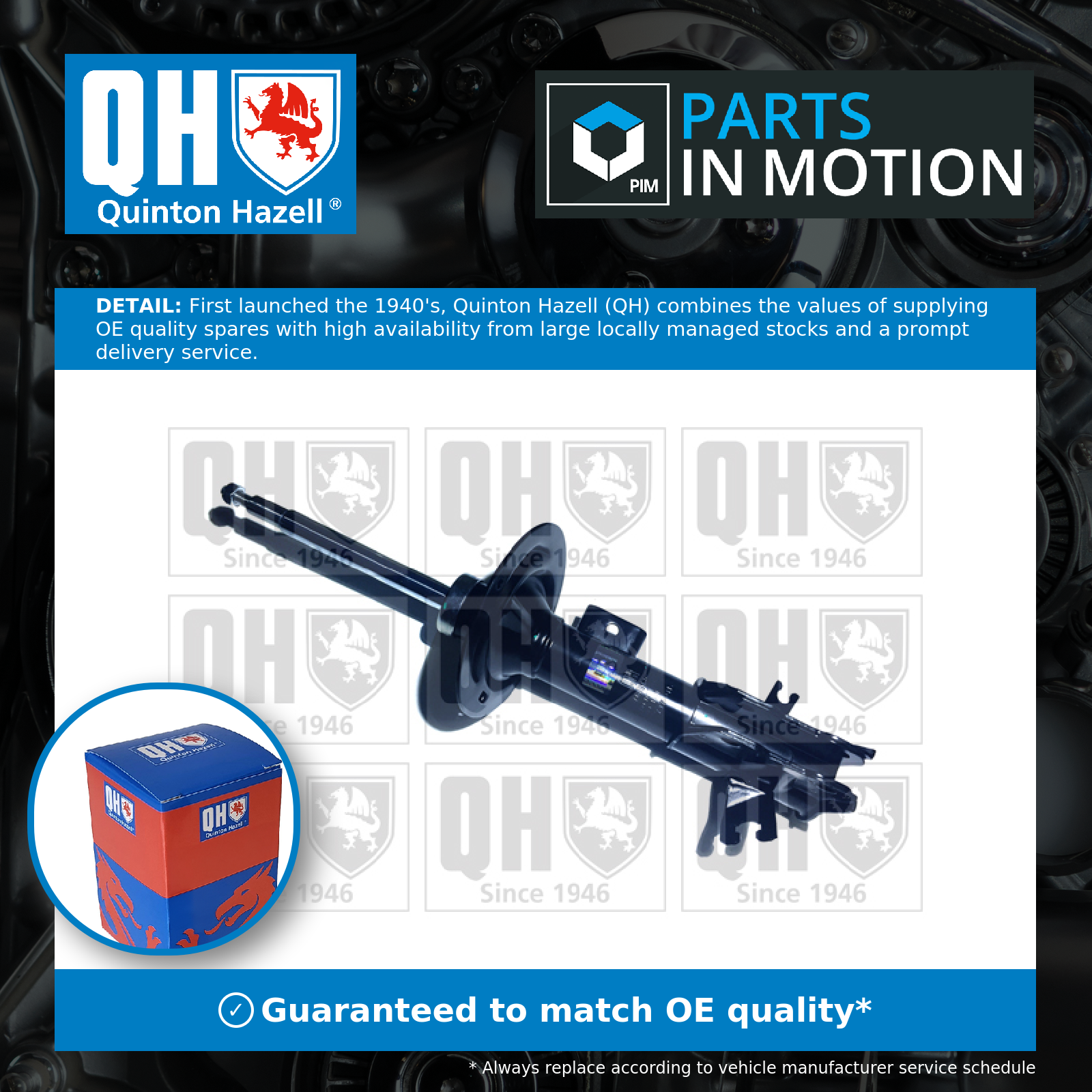 Shock Absorber (Single Handed) Front Left QAG181309 Quinton Hazell 30884213 New