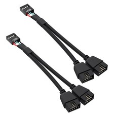 2PCS Motherboard USB Header Splitter - USB 2.0 to Dual 9 Pin Extension Cable,...