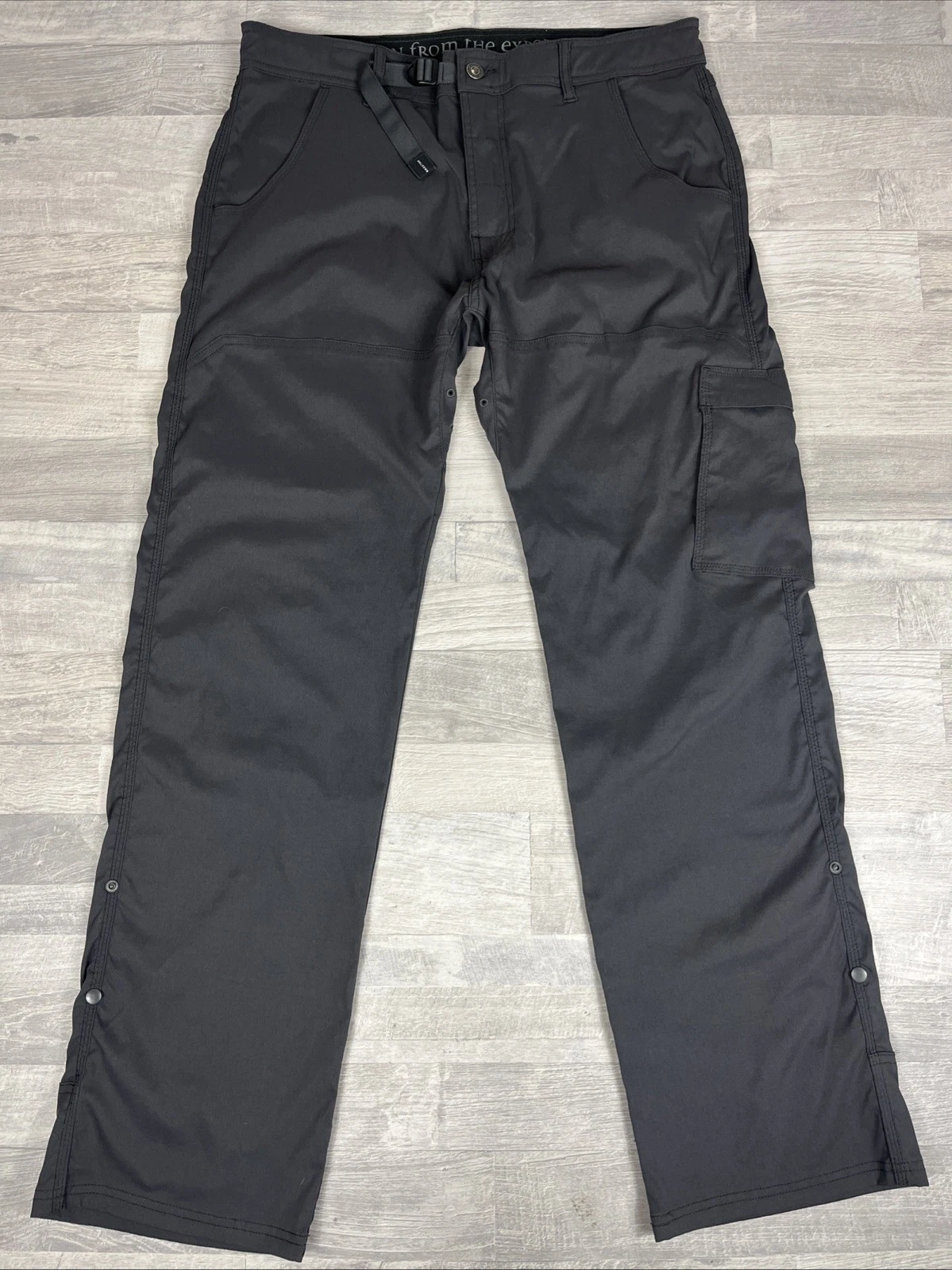 prAna Pants Men’s 36x32 Gray Outdoors Zion II Stretch Hiking Belted Gorpcore EUC