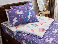 Unicorn Printed Zipper Bedding Sets Twin Lightweight Microfiber Floral Comfor...