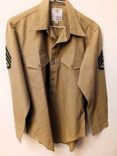 Vintage USMC Creighton Military Long Sleeve Shirt Size M Marines Made In USA