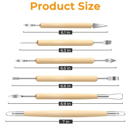6 Pack Double-Ended Clap Sculpting Tools Clay Pottery Tools for Embossing - Picture 6 of 6
