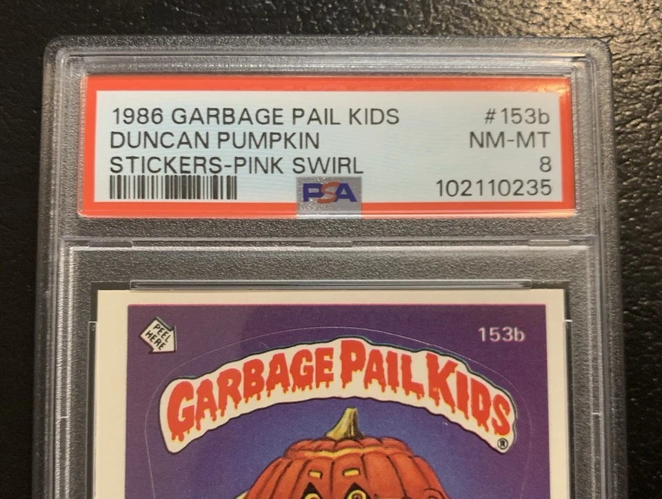 1986 Garbage Pail Kids Duncan Pumpkin 153b PSA 8 NM-MT-NICE PINK SWIRL ERROR TWT - Image 4 of 4