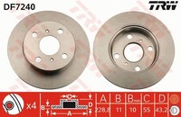 2X TRW Bremsscheibe DF7240 FüR Toyota Starlet EP80_ EP80R 12V EP81_ EP81R Cat