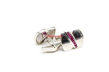 Heated Ruby Gemstone With 18k White Gold Plated Silver Cufflinks 50