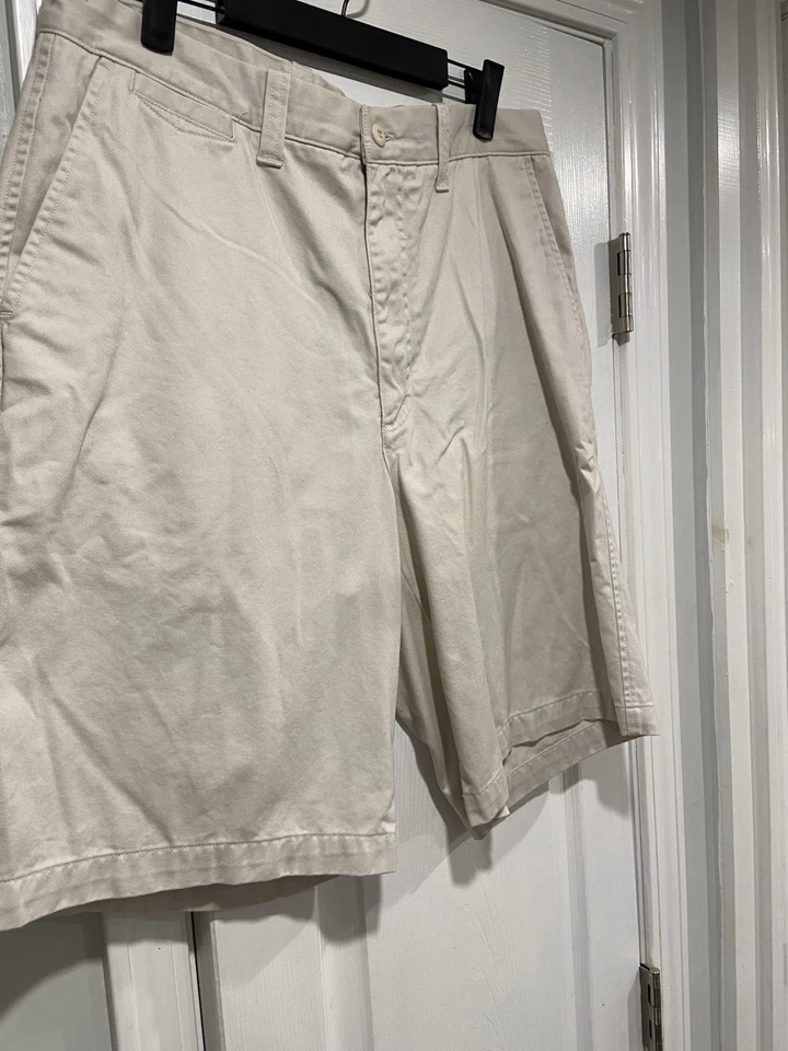 Pantalones cortos de golf Arizona para hombre talla 34 color caqui tostado algodón 10” entrepierna chinos preppy Foto 3 de 4