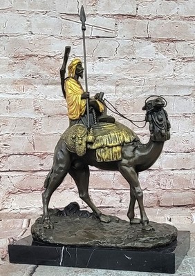 Genuine Bronze Arab Man Riding Camel Sculpture Desert Artwork Hot Cast Figurine