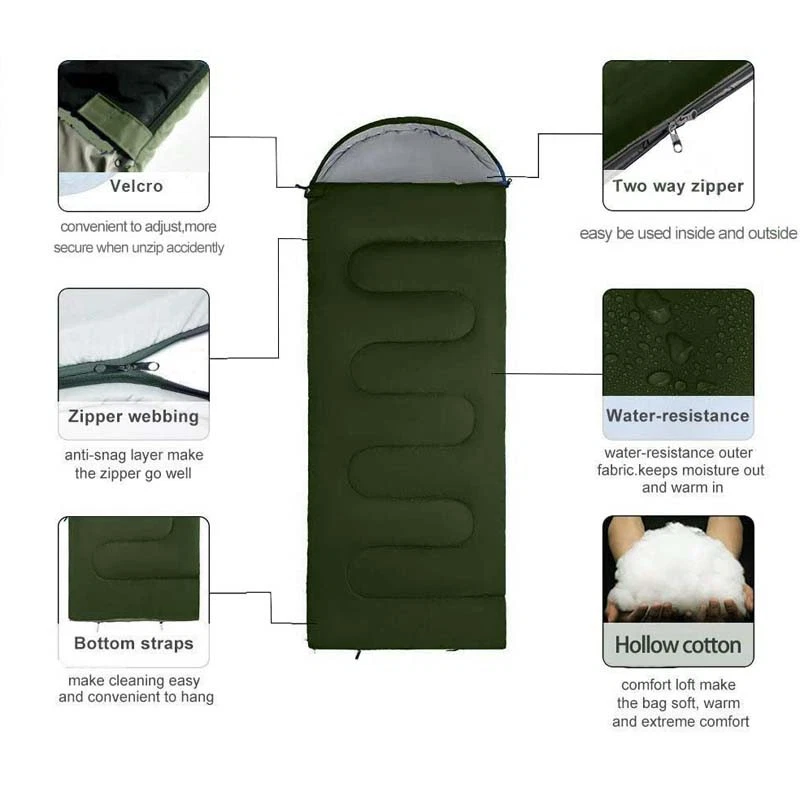 2PCS Thick Adult Cold Weather Sleeping Bag For Big & Tall Waterproof Winter Bags - Image 4 of 4