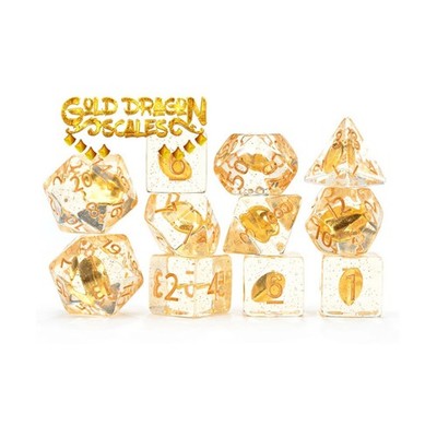 Gate Keeper Dice & Supplies Poly Set - Gold Dragon Scales (11) New
