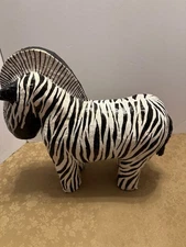 Unique Vintage Paper Mache'  Primitive/Rustic Large Zebra Sculpture Signed/Dated