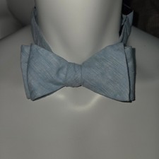 Bow Tie Light Blue Linen Blend Adjustable Neck Neckwear Men Formal Summer