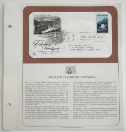 Colorado Statehood Centennial   Official  First Day Of  Issue Stamp - Afbeelding 1 van 1