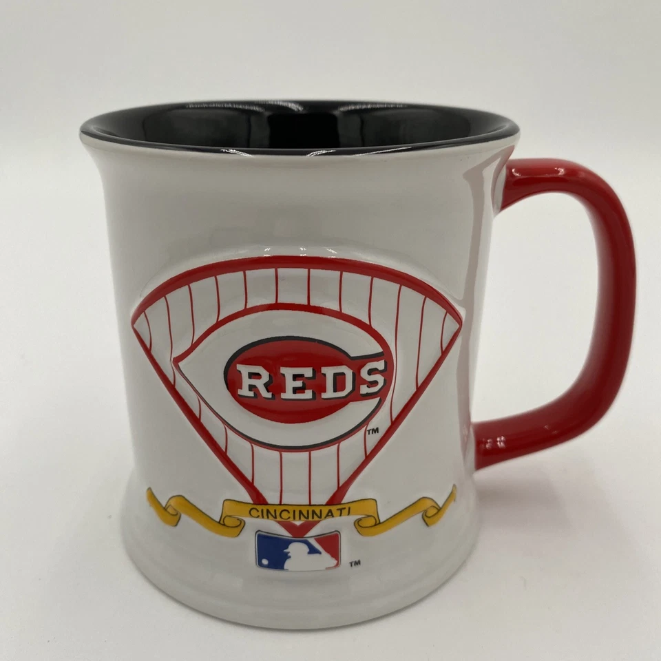 Taza de cerámica Cincinnati Reds rara en relieve 16 OZ Hunter/MLBP holograma oficial Foto 2 de 4