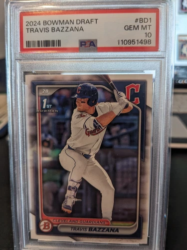 2024 BOWMAN DRAFT #BD1 TRAVIS BAZZANA 1st Bowman PSA 10 GEM MT Guardians