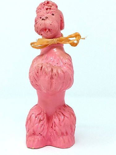 Pink Poodle 7" dog Statue / Figurine vintage painted begging vgc