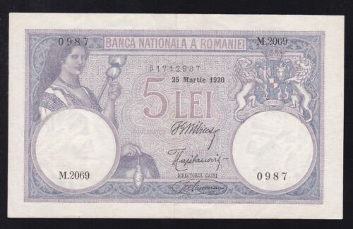 ROMANIA --- 5 LEI 1920 ---- XF/VF ----- VERY NICE ----