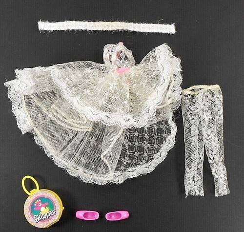 Barbie Vintage Skipper Clone Ballett Set Silber Weiß Tutu Leggings Hausschuhe Tasche