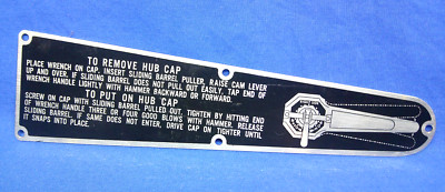 Vintage 1920s NOS Hubcap Wrench Remove Put On Instruction Plate Tag Emblem