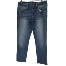 American Eagle Outfitters Womens Artist Crop Jeans Blue Medium Wash Stretch 2 R