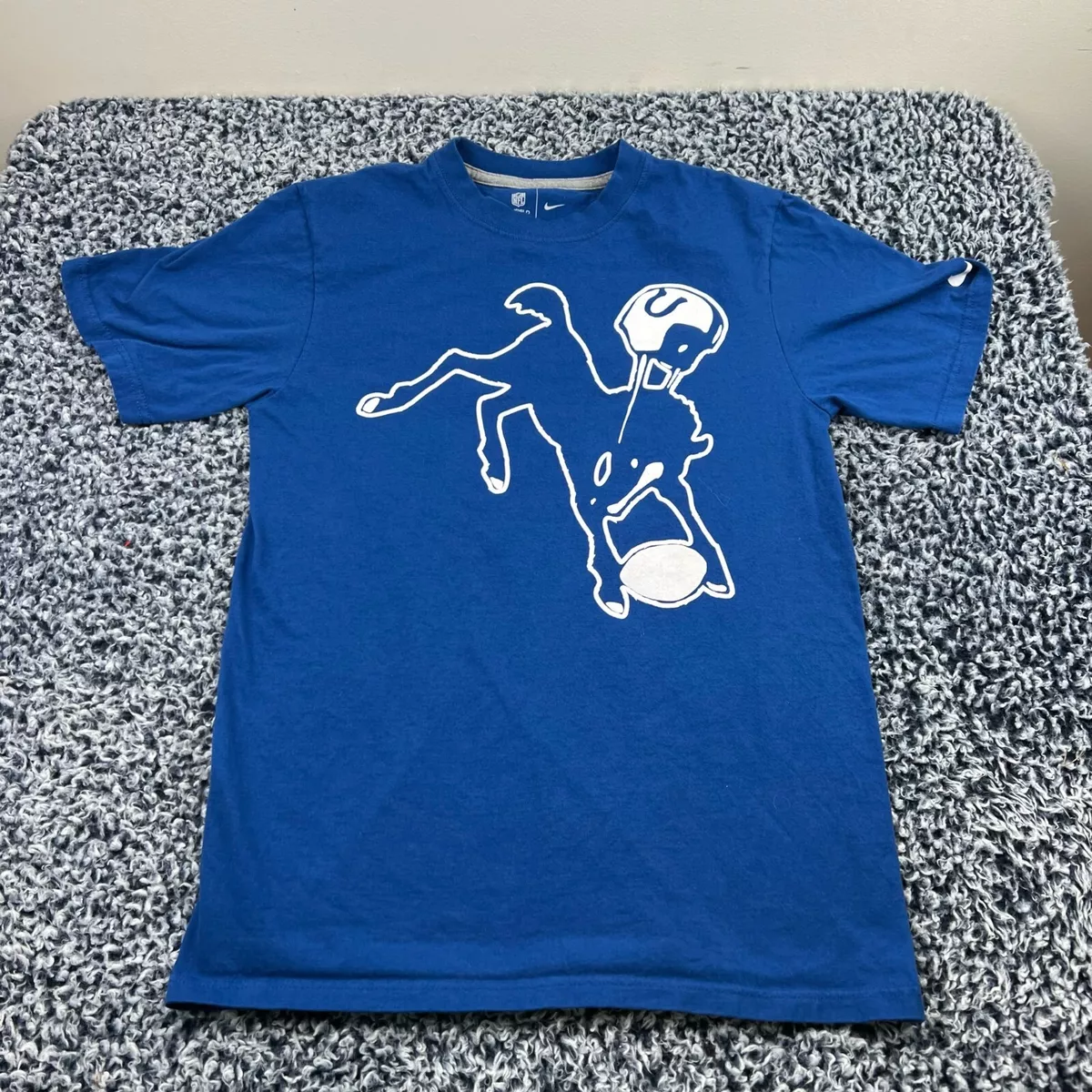 Nike Indianapolis Colts Shirt Mens Small Blue Crew Neck On Field