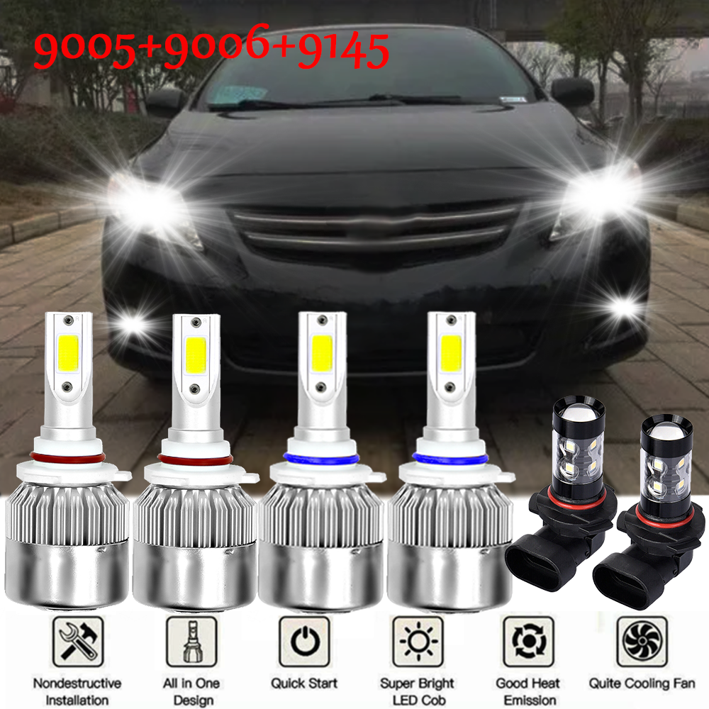 For Toyota Corolla 2005 2006 2007 2008 LED Headlight High / Low + Fog Light Bulb