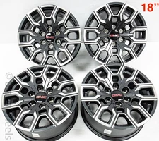4 GMC Sierra Yukon Denali OEM Charcoal Machined Face 18" Wheels Rims