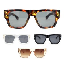 Stylish Squared Flat Top Thick Horn Rim Sunglasses