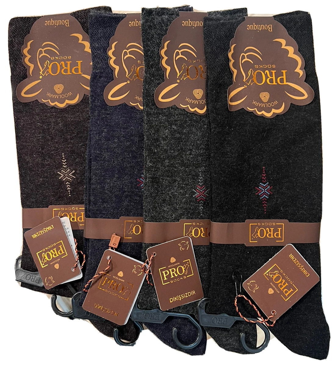 Pro Men’s 4-Pair Premium High Quality Lambswool Classic Socks Size 41-44