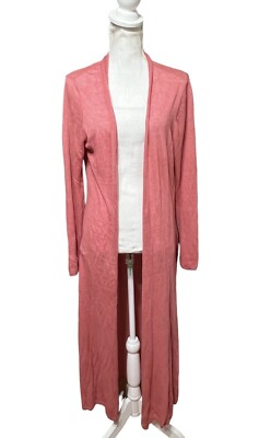 EILEEN FISHER FINE ORGANIC LINEN BLEND MAXI CARDIGAN IN SANDSTONE
