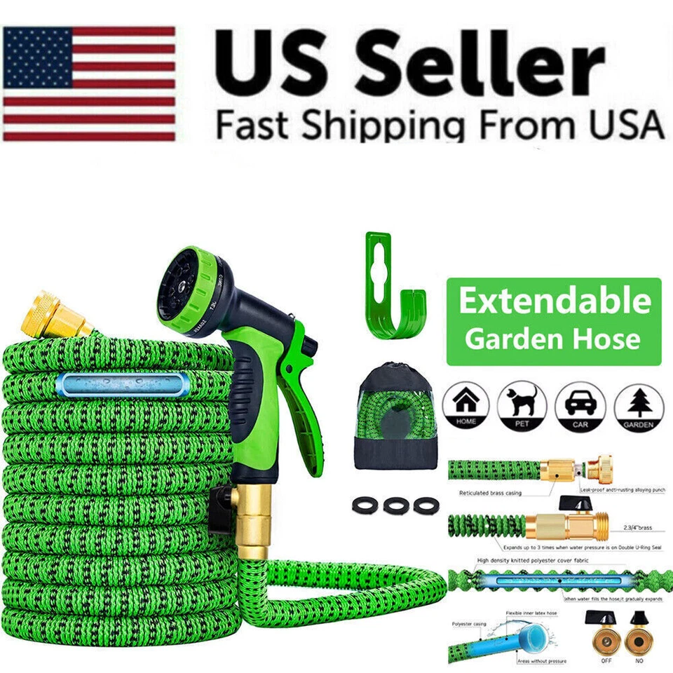 50FT 100FT 4X Stronger Deluxe Heavy Duty Expandable Flexible Garden Water Hose - Image 2 of 4
