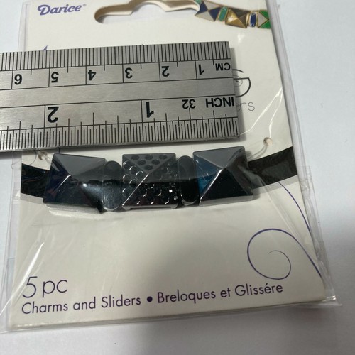 Darice Bands and Bling Mix Mingle Jewelry Charm Sliders Pyramid 2 Pack Black - Picture 10 of 12