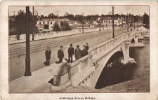 Jefferson Street Bridge South Bend Indiana IN Group of Men Stores Signs c1910 PC