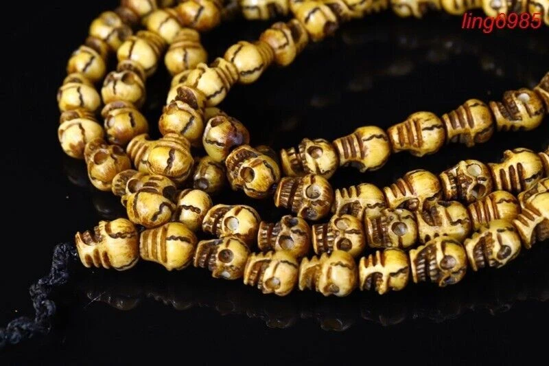 Tíbet Budismo Templo Tallado Diablo Cabeza Esqueleto Exorcismo Talismán Collar Foto 2 de 4