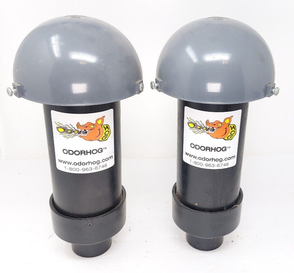 OdorHog Vent Stack Pipe Set of 2 Filter Black ABS Mushroom Cap Slip On eBay