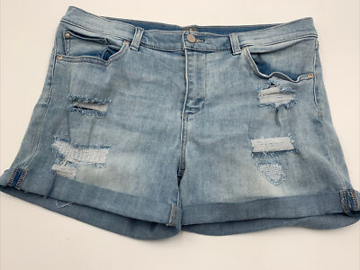 Soho Womens Shorts Sz 8 New York & Company Distressed Blue Booty Hot Denim