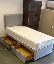 3ft Single Divan Bed Base Frame With Storage Orthopaedic mattress, headboard!