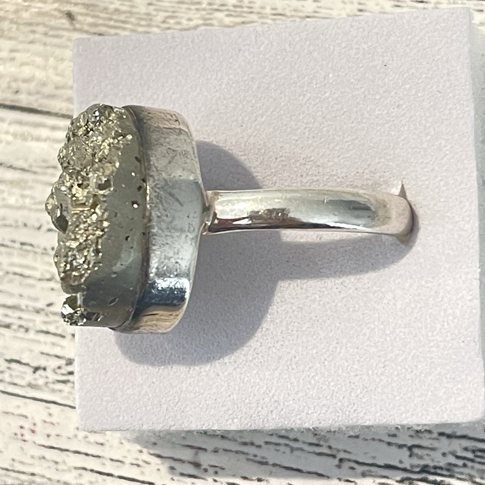 Sterling Silver Solid .925 Genuine Pyrite Ring Si… - image 4