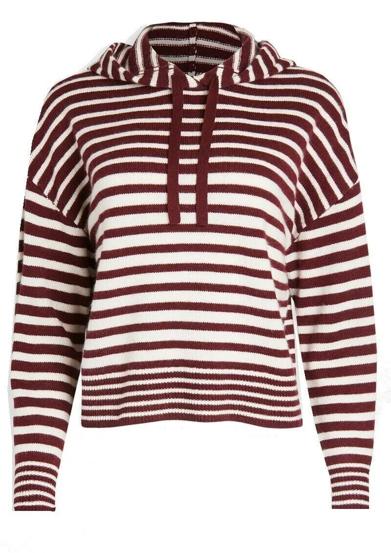 Rag Bone Pierce Striped Cashmere Hoodie Sz XS in Wine Multi NEW With Tags 450