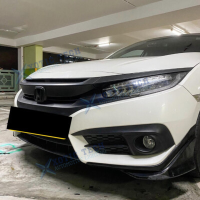 Chrome Delete Kit For 2016-2021 Honda Civic - Matte Black Vinyl Overlay For Front Grill & Hood Trim