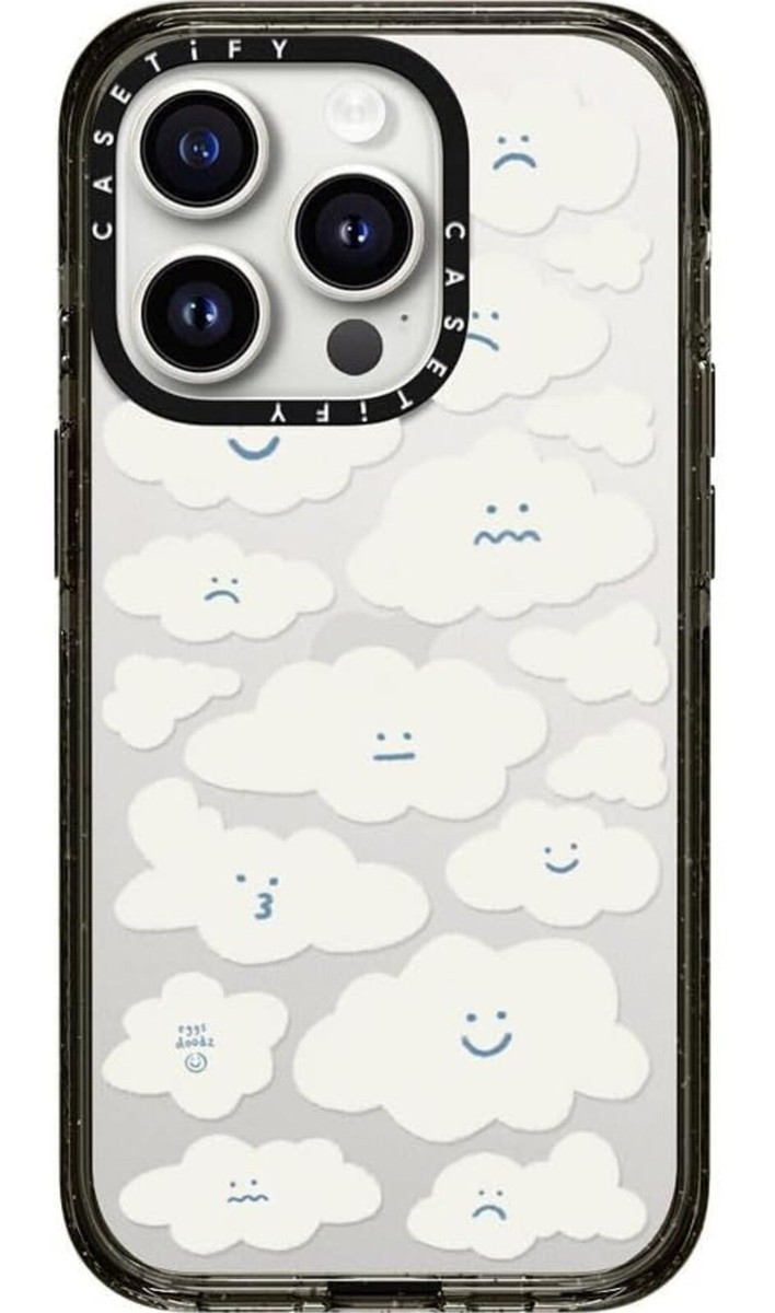 Casetify Impact Case Cloud Prints Cute Clouds Clear Black For