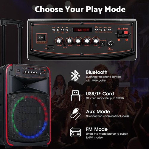 Karaoke Machine for Adults, Portable Bluetooth Karaoke Speaker for Outdoo - Picture 3 of 8
