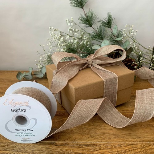 Eleganza Eco Ribbon Natural Wired Edge Burlap Jute Rustic Gift Wrapping No.02 - Picture 2 of 2