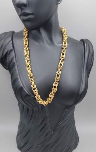 Miriam Haskell Necklace Chunky Byzantine Choker Chain 15" Gold Tone Rare Vintage