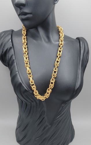 Vintage Miriam Haskell Chunky Byzantine Choker Chain Necklace 15" Gold Tone   - Picture 1 of 11